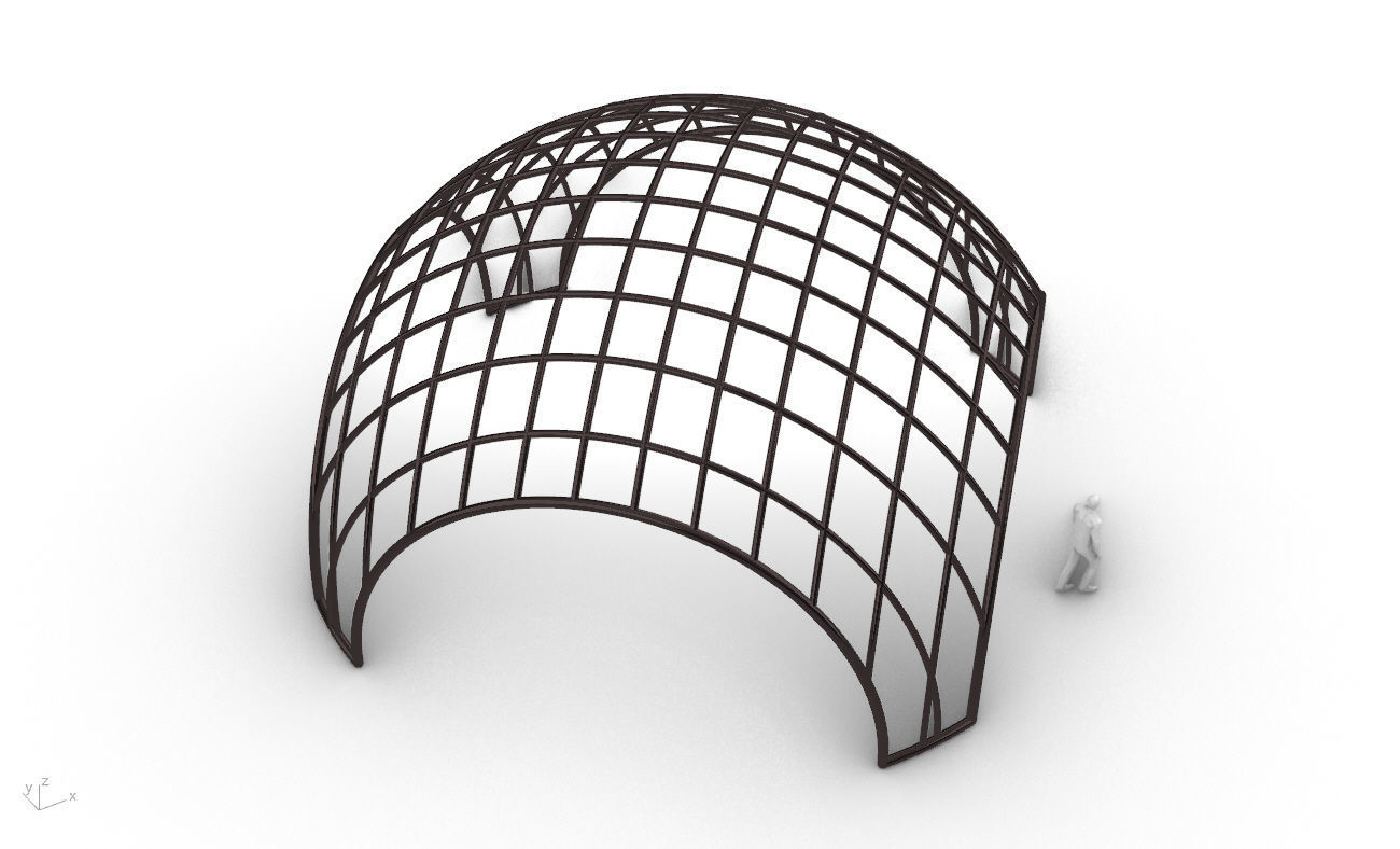 Architectural Pavilion Structure Wireframe Dome With Entry V2 3D model_37