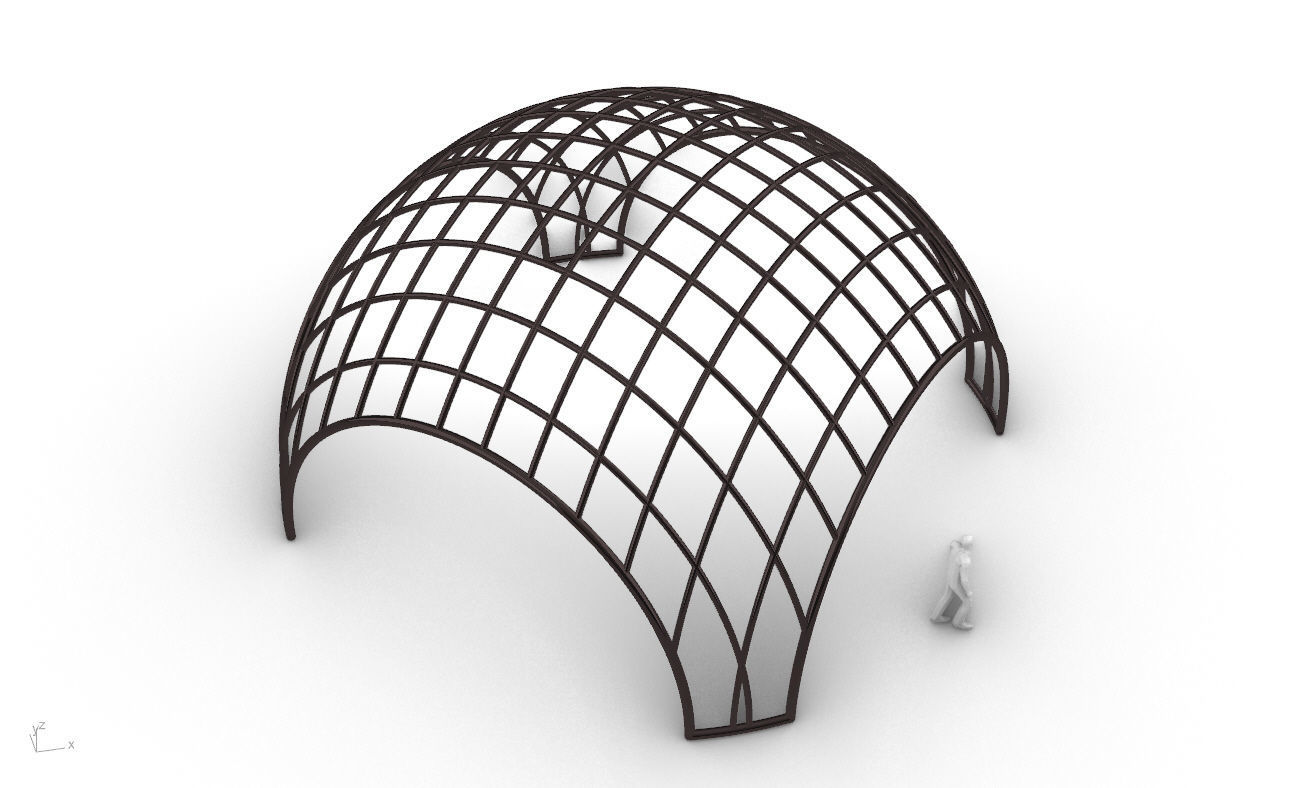 Architectural Pavilion Structure Wireframe Dome With Entry V2 3D model_38