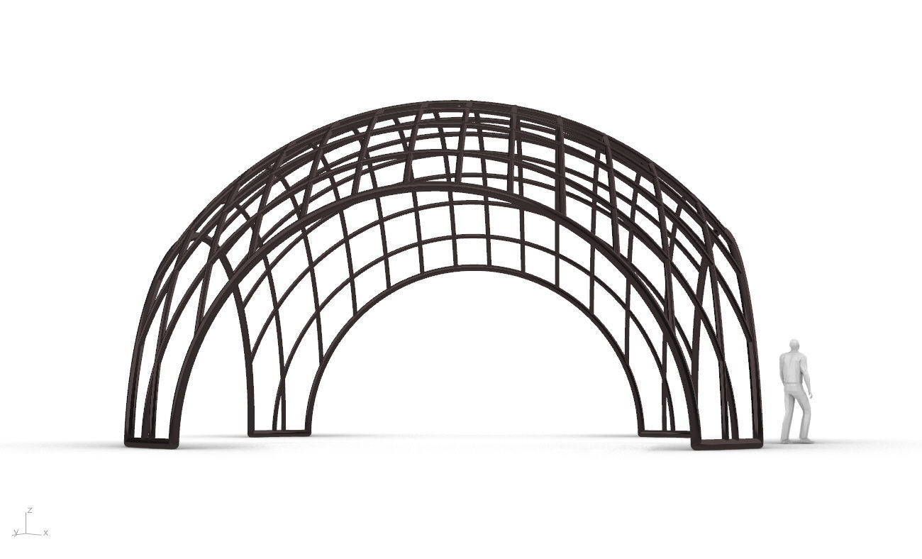 Architectural Pavilion Structure Wireframe Dome With Entry V2 3D model_16