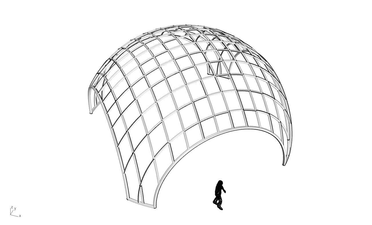 Architectural Pavilion Structure Wireframe Dome With Entry V2 3D model_40