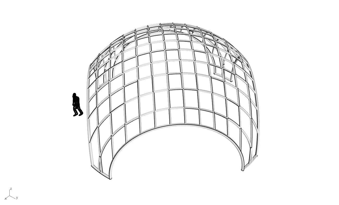 Architectural Pavilion Structure Wireframe Dome With Entry V2 3D model_46