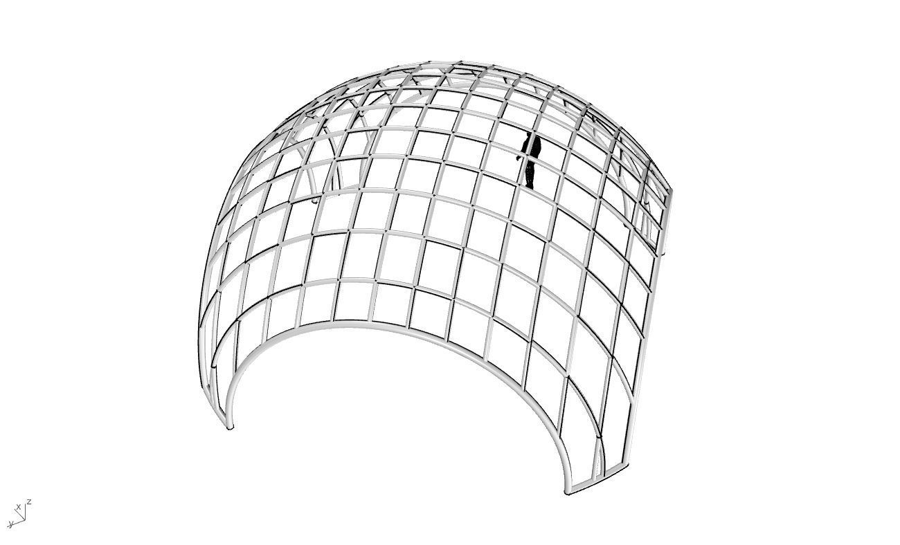 Architectural Pavilion Structure Wireframe Dome With Entry V2 3D model_52
