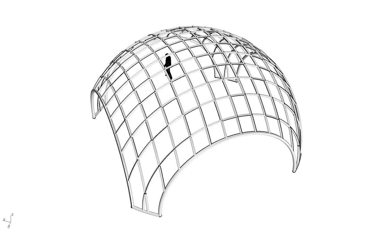 Architectural Pavilion Structure Wireframe Dome With Entry V2 3D model_50