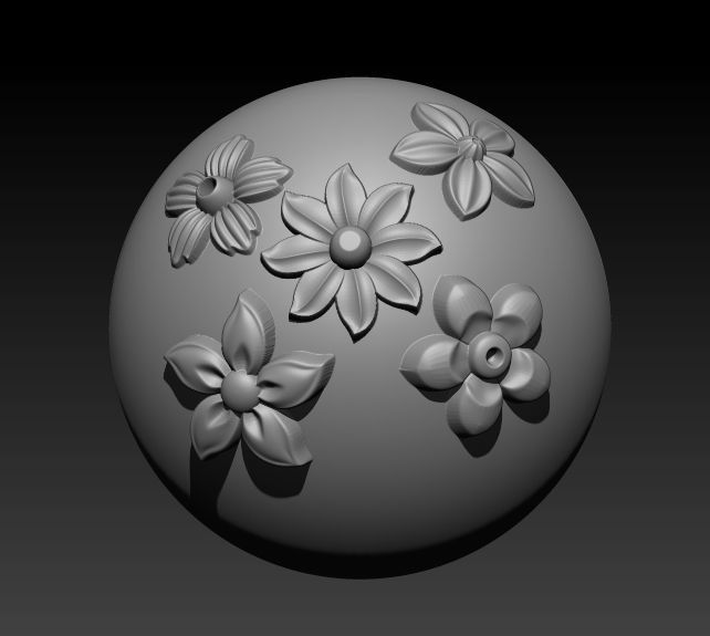 5 Floral Ornament brushes alphas and 3D models Free 3D model_1