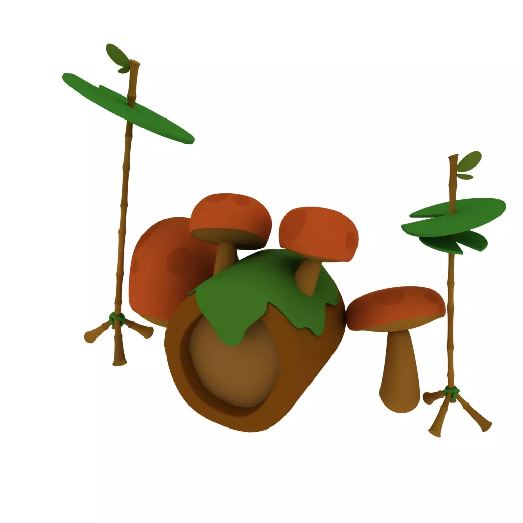 Cartoon forest theme drum 3D model
