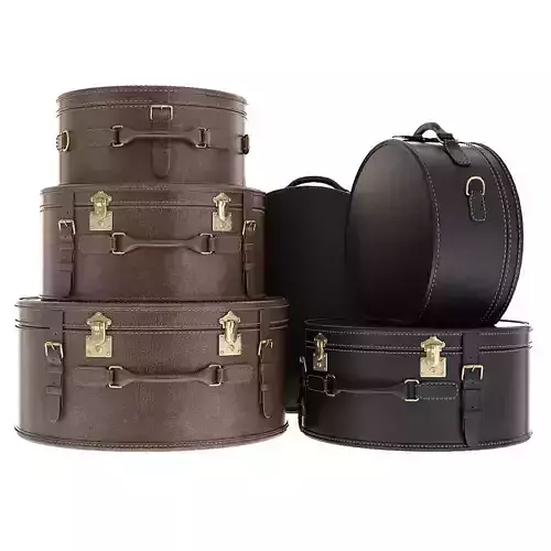 Suitcase set leather suitcases stacked