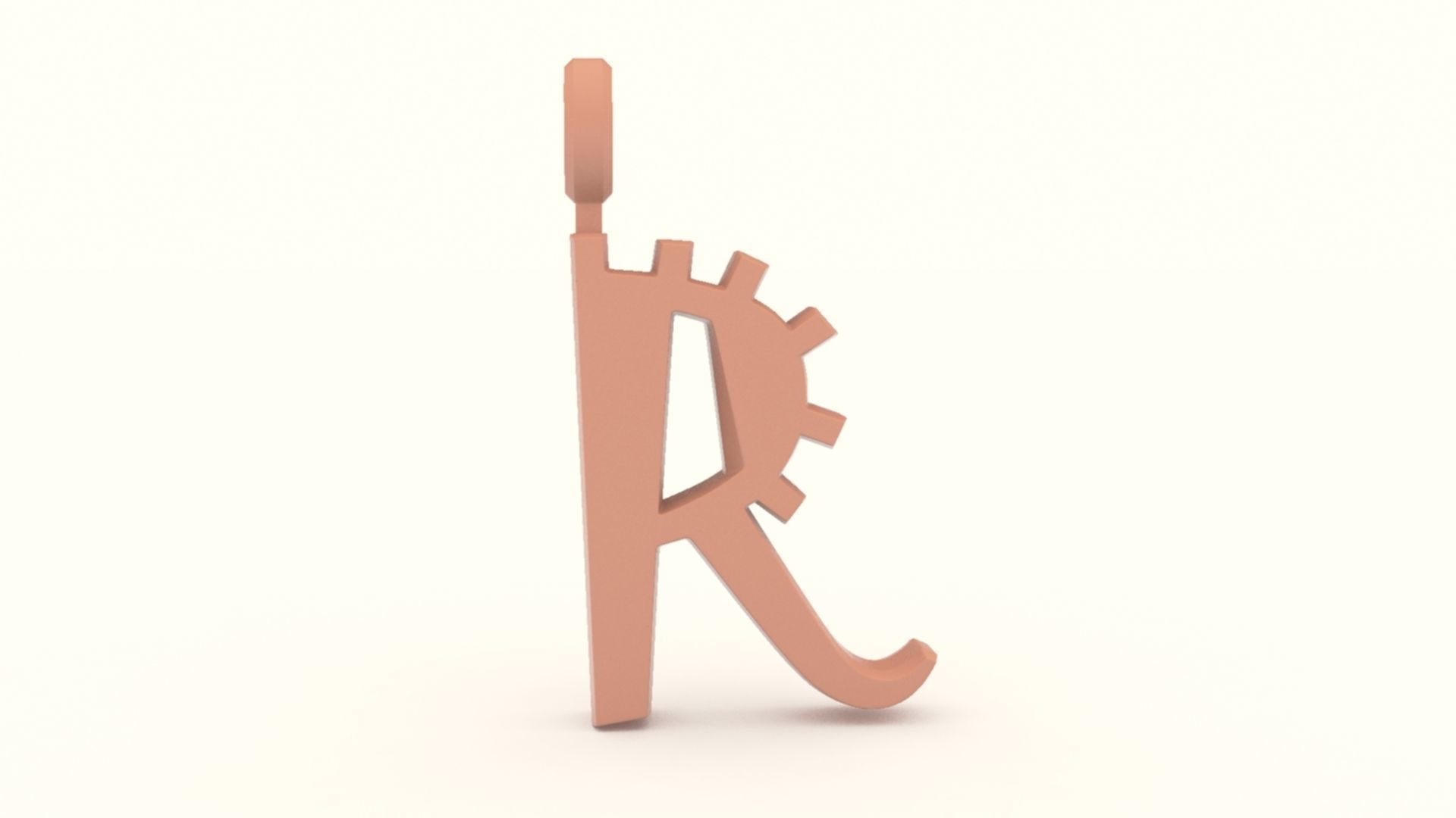 R Letter Pendant Gold 3D print model_5