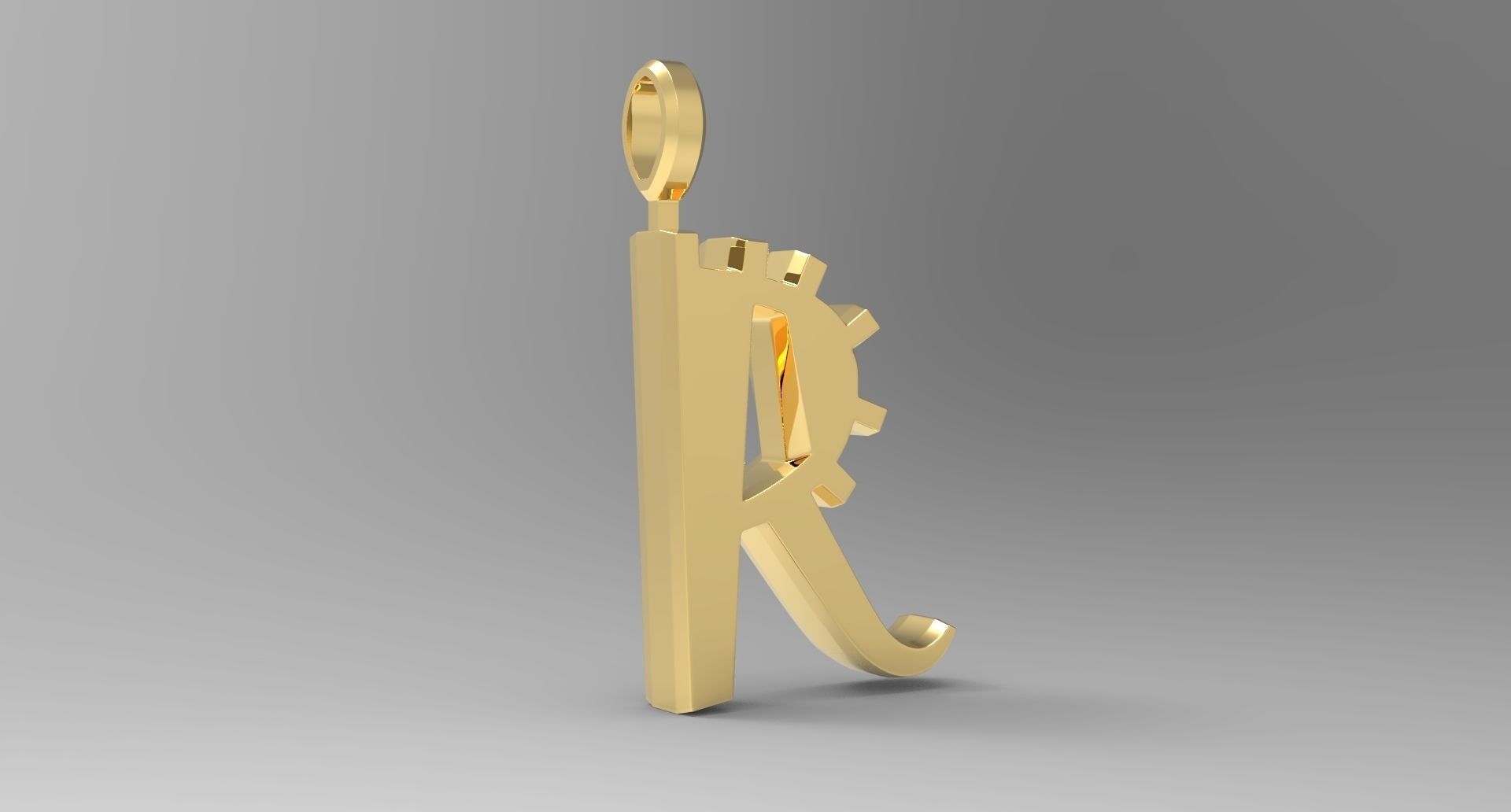 R Letter Pendant Gold 3D print model_3