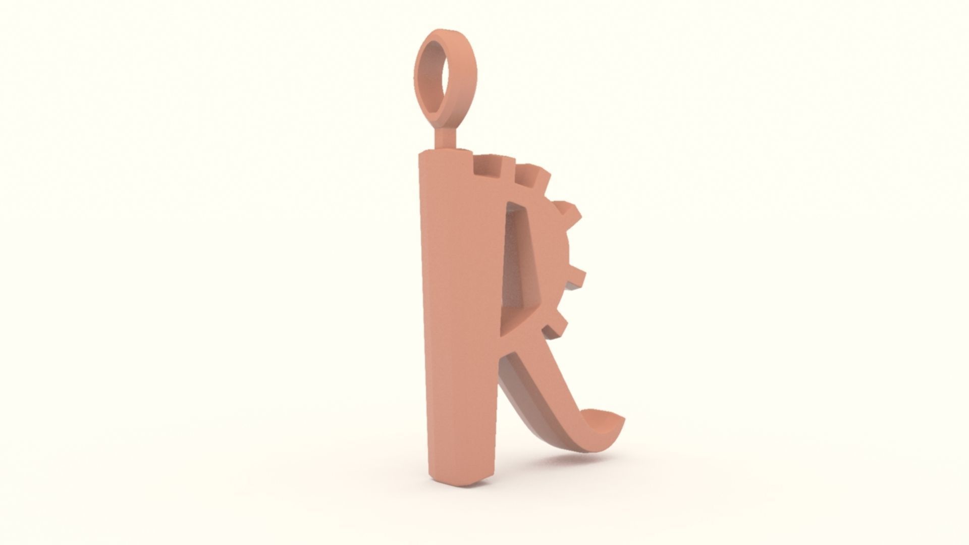 R Letter Pendant Gold 3D print model_7