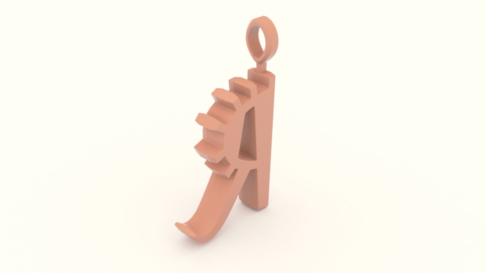 R Letter Pendant Gold 3D print model_6