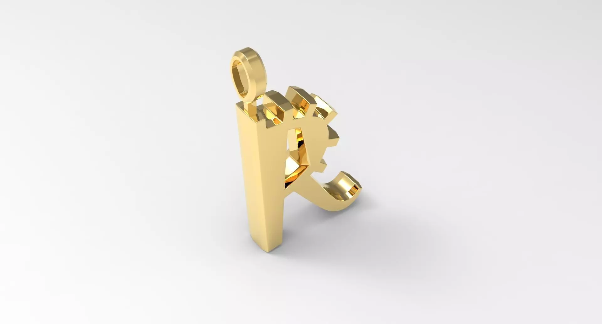 R Letter Pendant Gold 3D print model_0