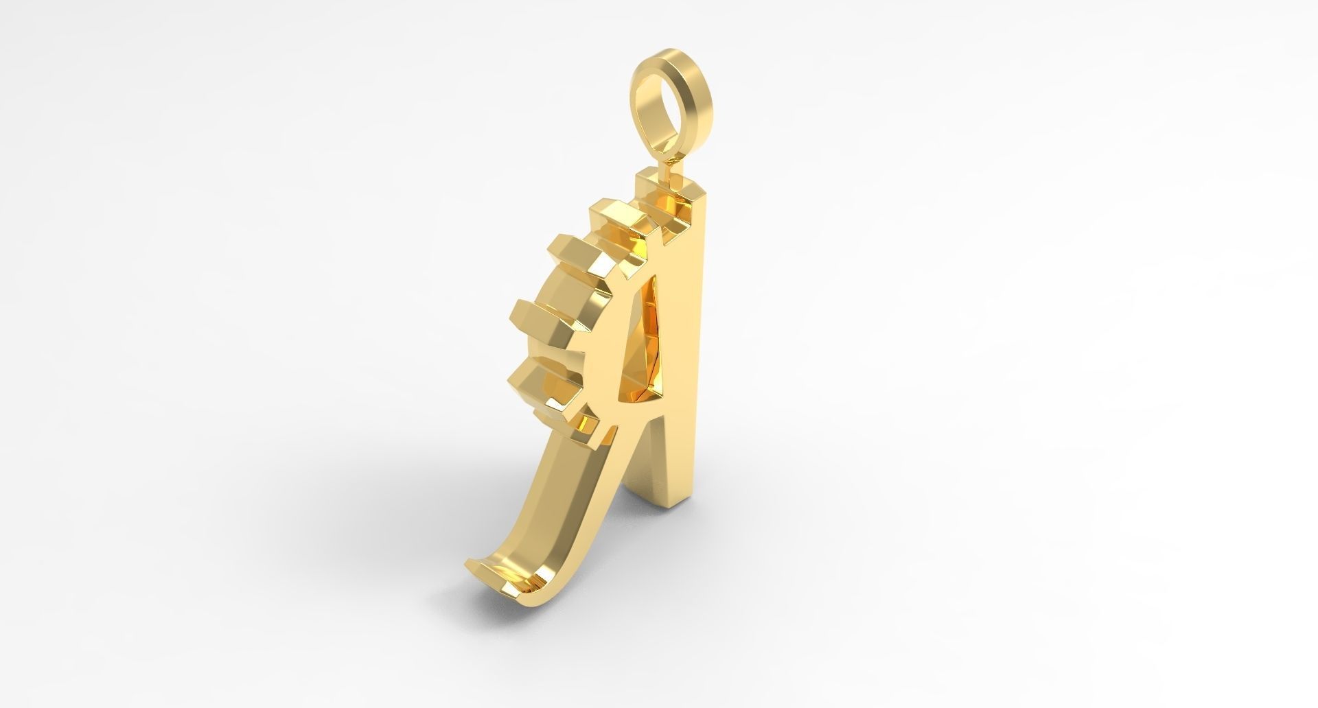 R Letter Pendant Gold 3D print model_2