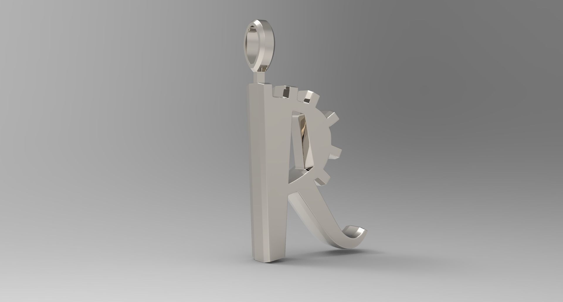 R Letter Pendant Platinum 3D print model_3