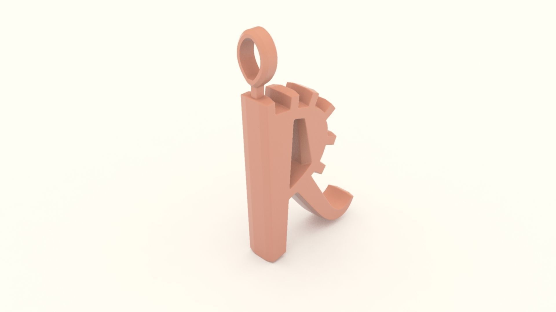 R Letter Pendant Platinum 3D print model_4