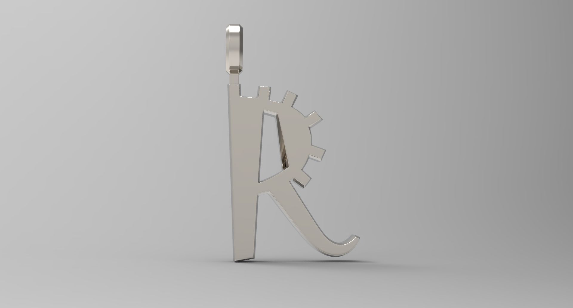 R Letter Pendant Platinum 3D print model_1