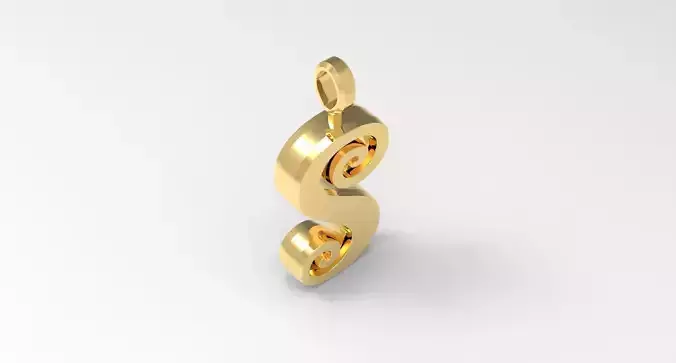 S Letter Pendant Gold 3D print model