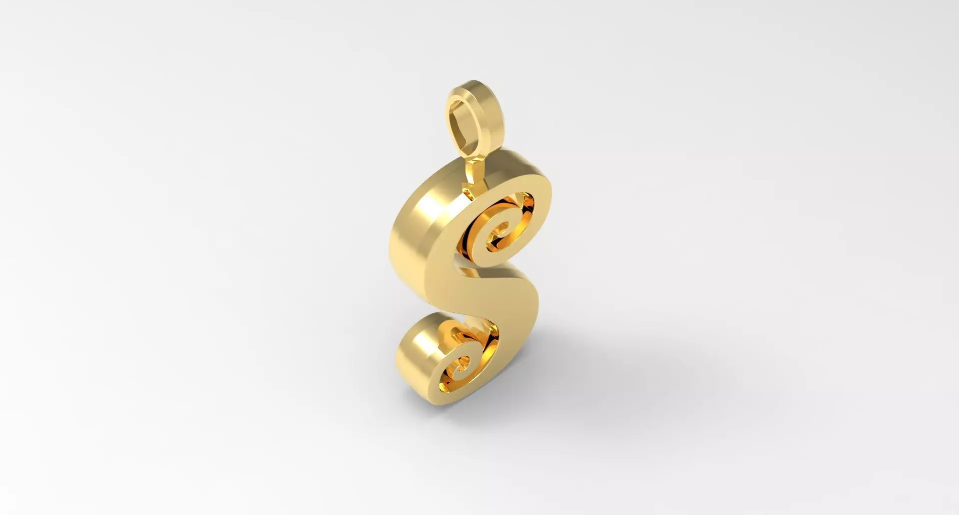 S Letter Pendant Gold 3D print model_0