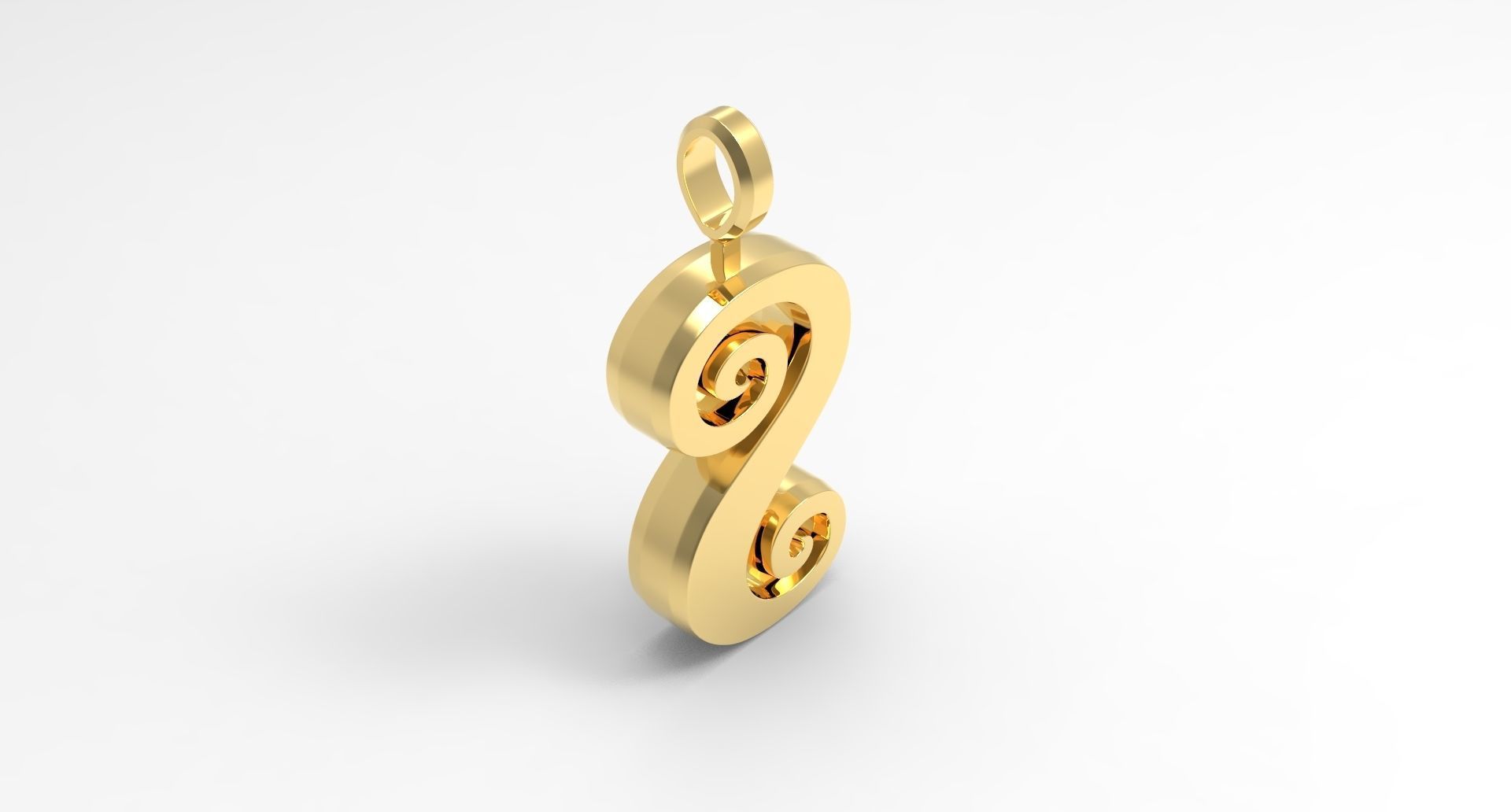 S Letter Pendant Gold 3D print model_2
