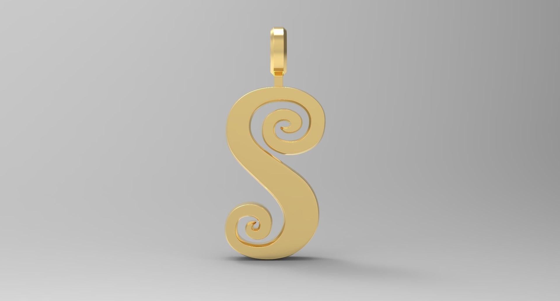 S Letter Pendant Gold 3D print model_1