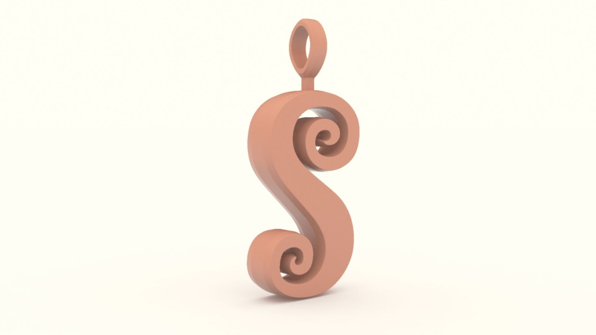 S Letter Pendant Gold 3D print model_7