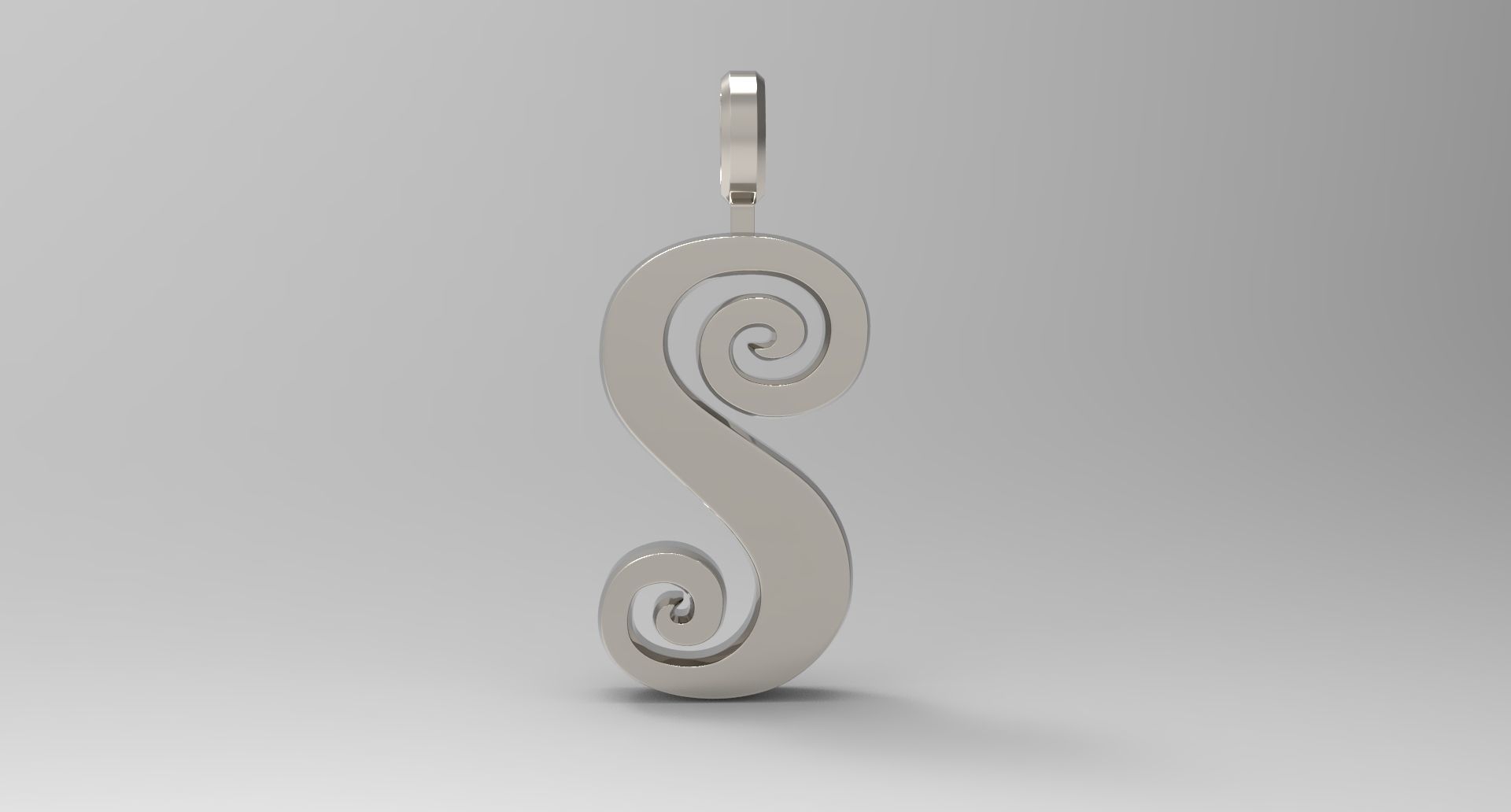 S Letter Pendant Platinum 3D print model_1