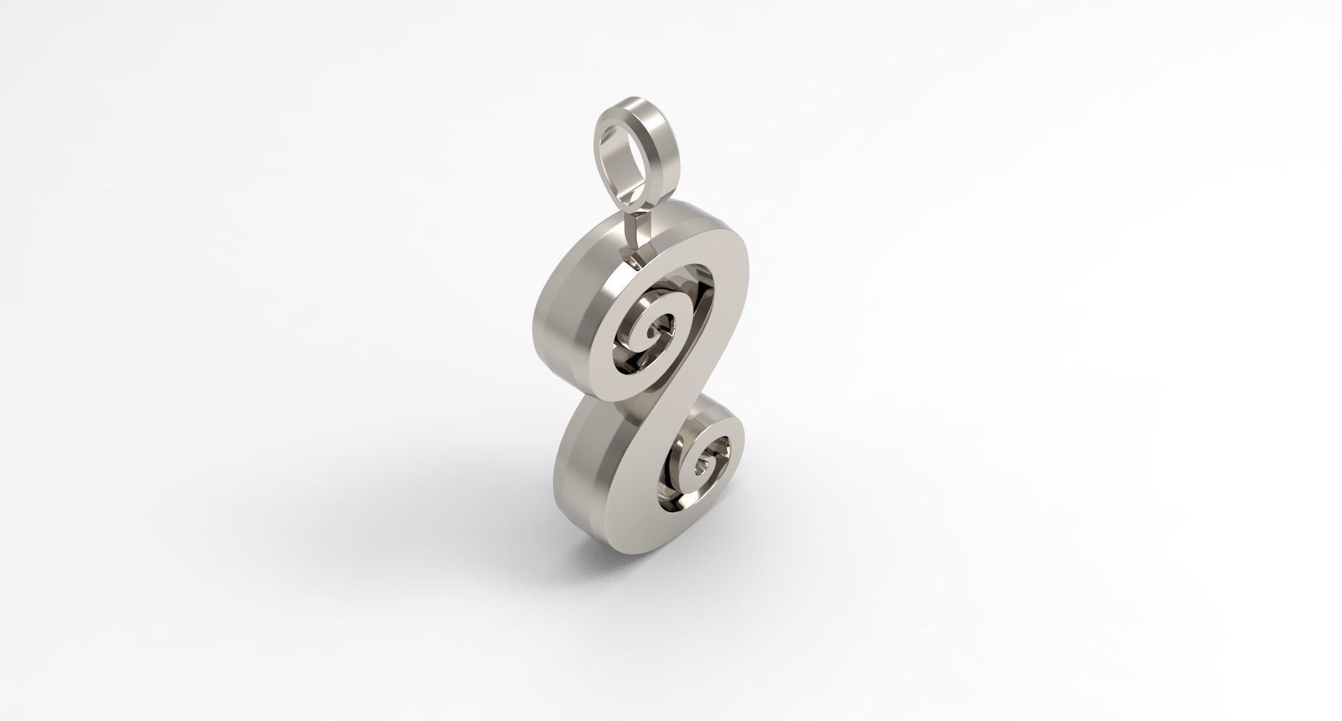 S Letter Pendant Platinum 3D print model_2