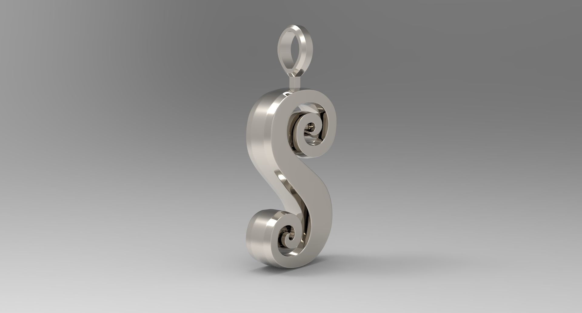 S Letter Pendant Platinum 3D print model_3