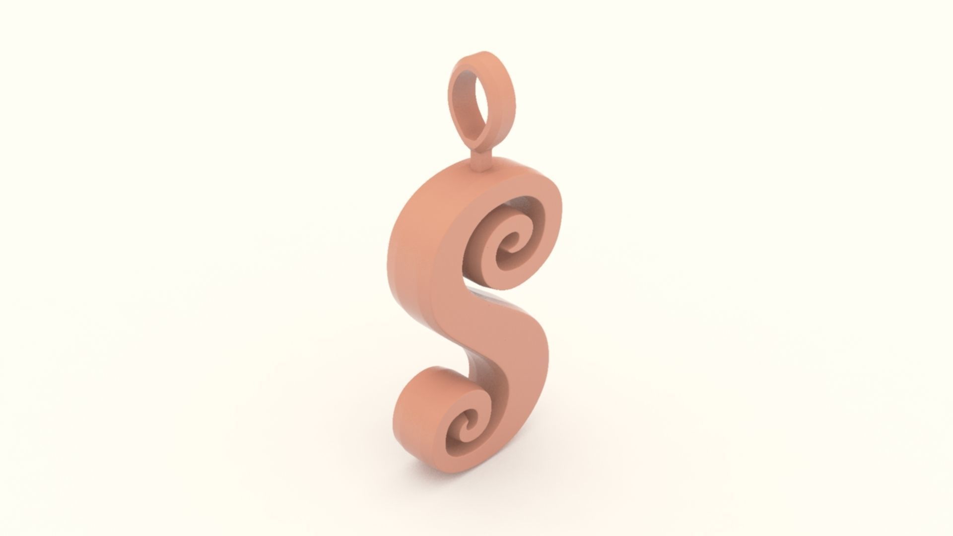 S Letter Pendant Platinum 3D print model_4