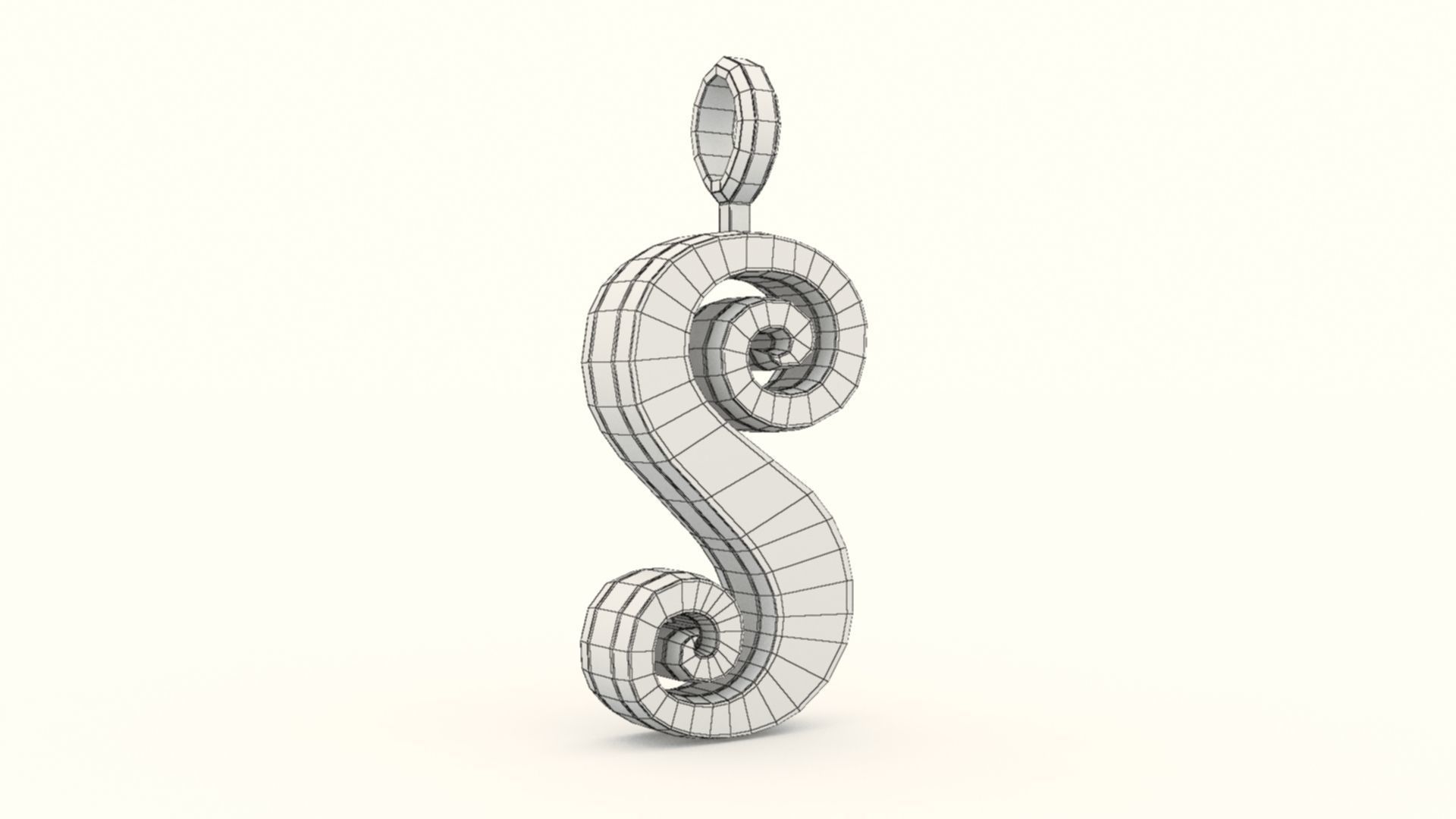 S Letter Pendant Platinum 3D print model_11