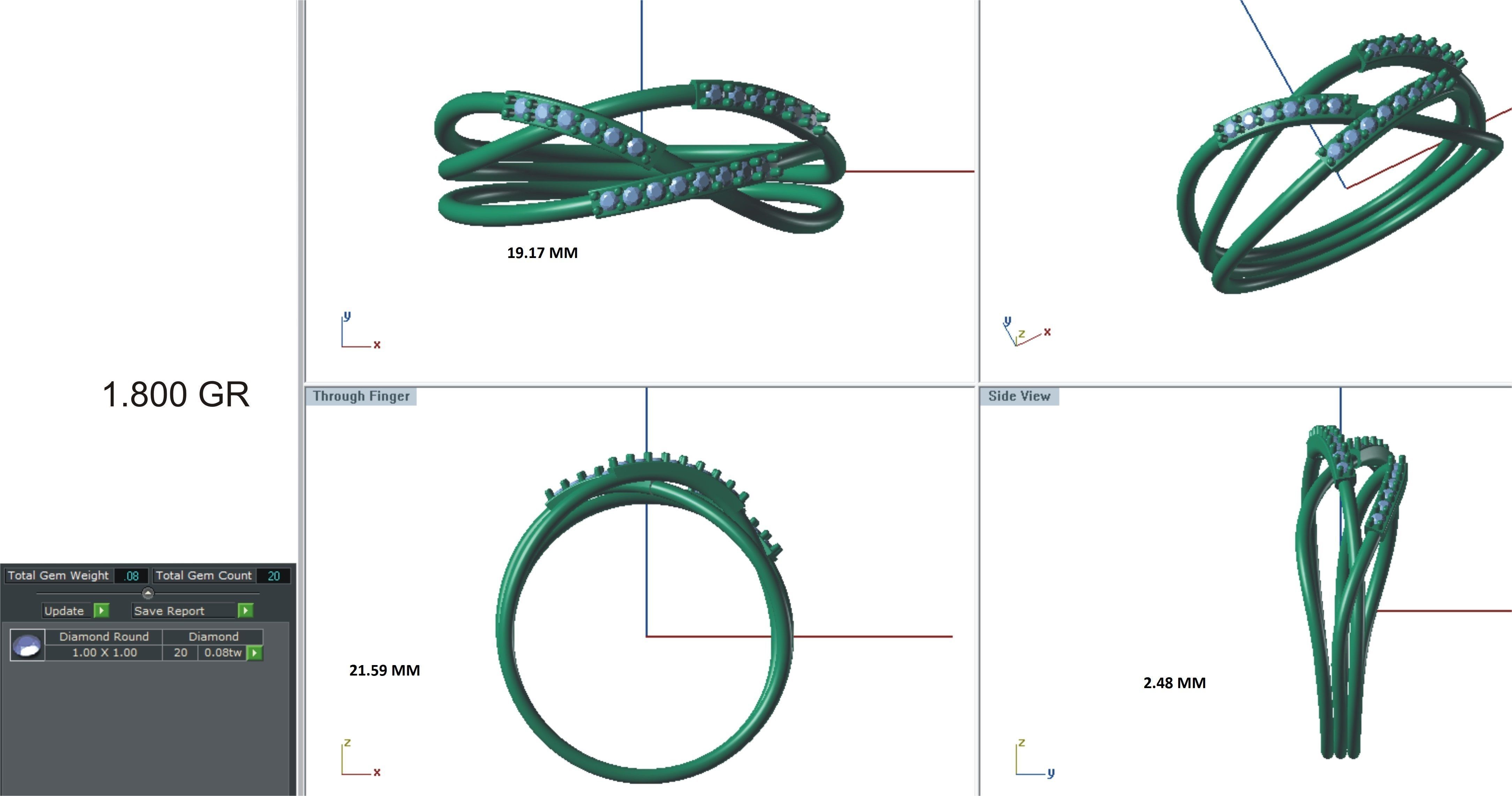 Ring-100 rose gold diamond ring 3D print model_24