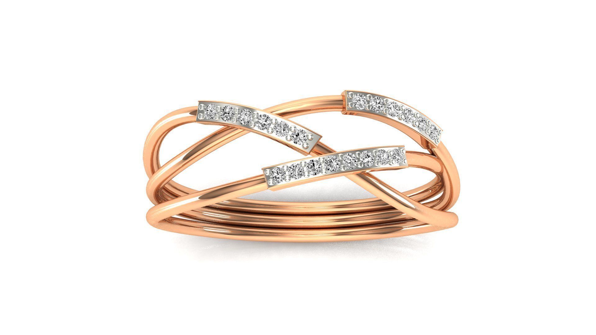 Ring-100 rose gold diamond ring 3D print model_18