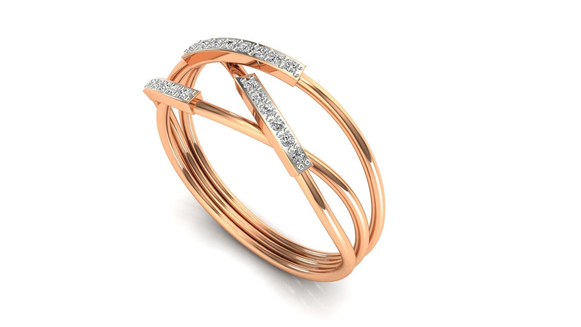 Ring-100 rose gold diamond ring 3D print model_2
