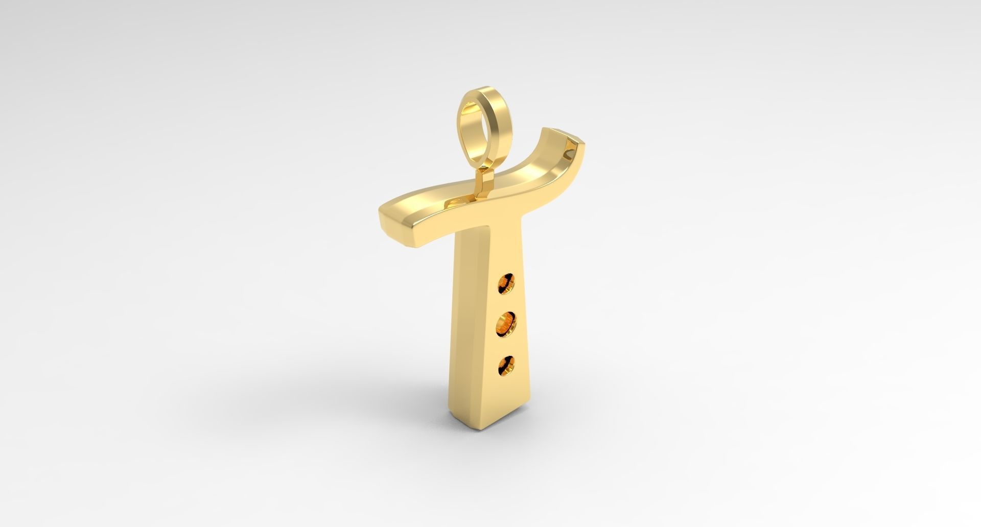 T Letter Pendant Gold 3D print model_2