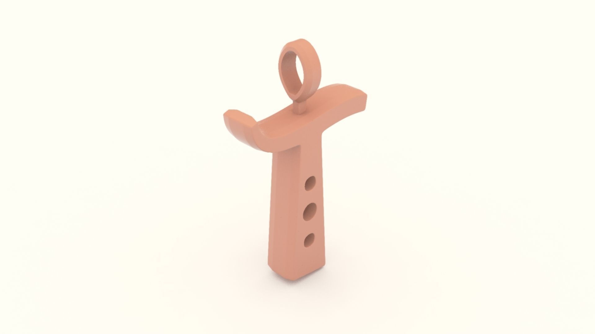T Letter Pendant Gold 3D print model_4