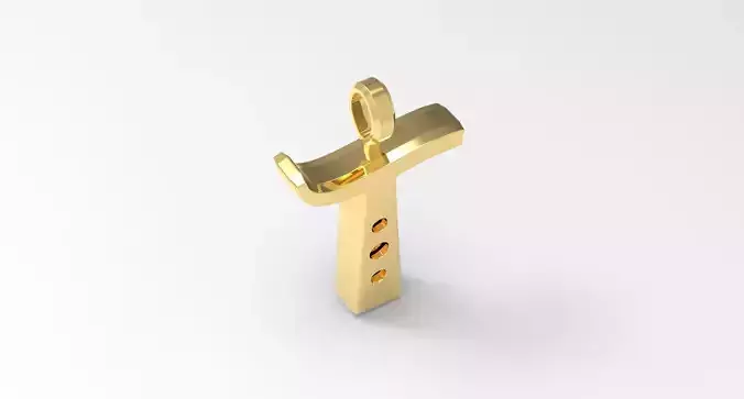 T Letter Pendant Gold 3D print model