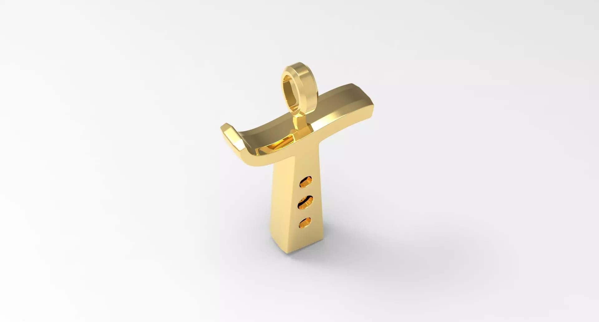 T Letter Pendant Gold 3D print model_0