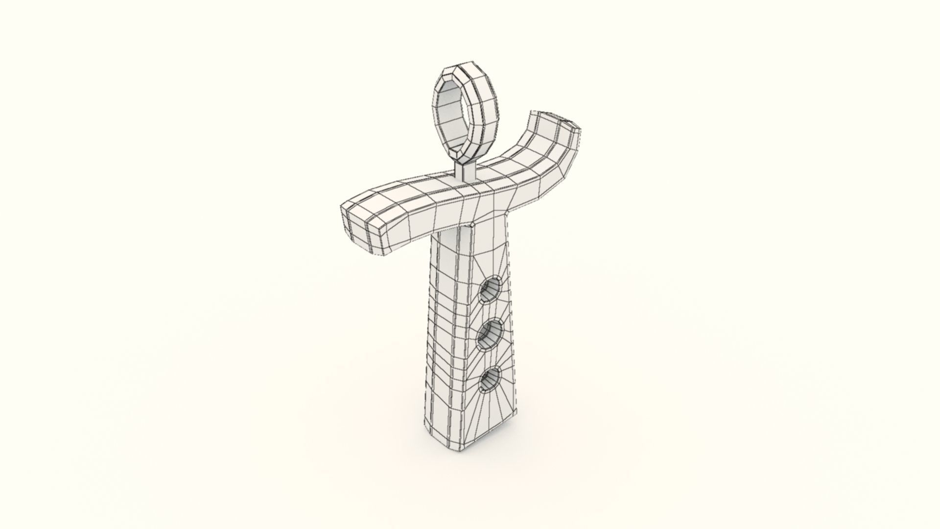 T Letter Pendant Gold 3D print model_10