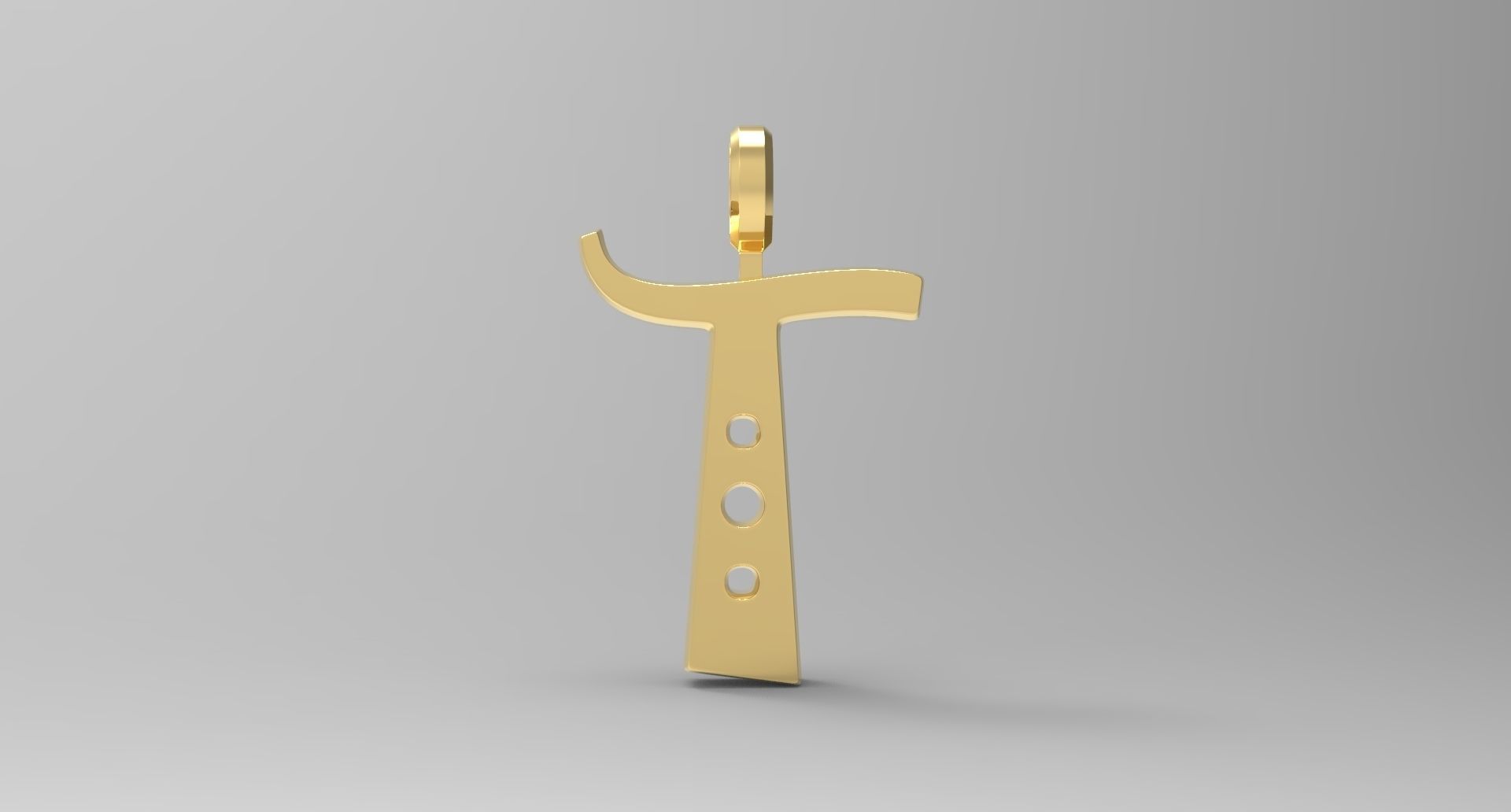 T Letter Pendant Gold 3D print model_1