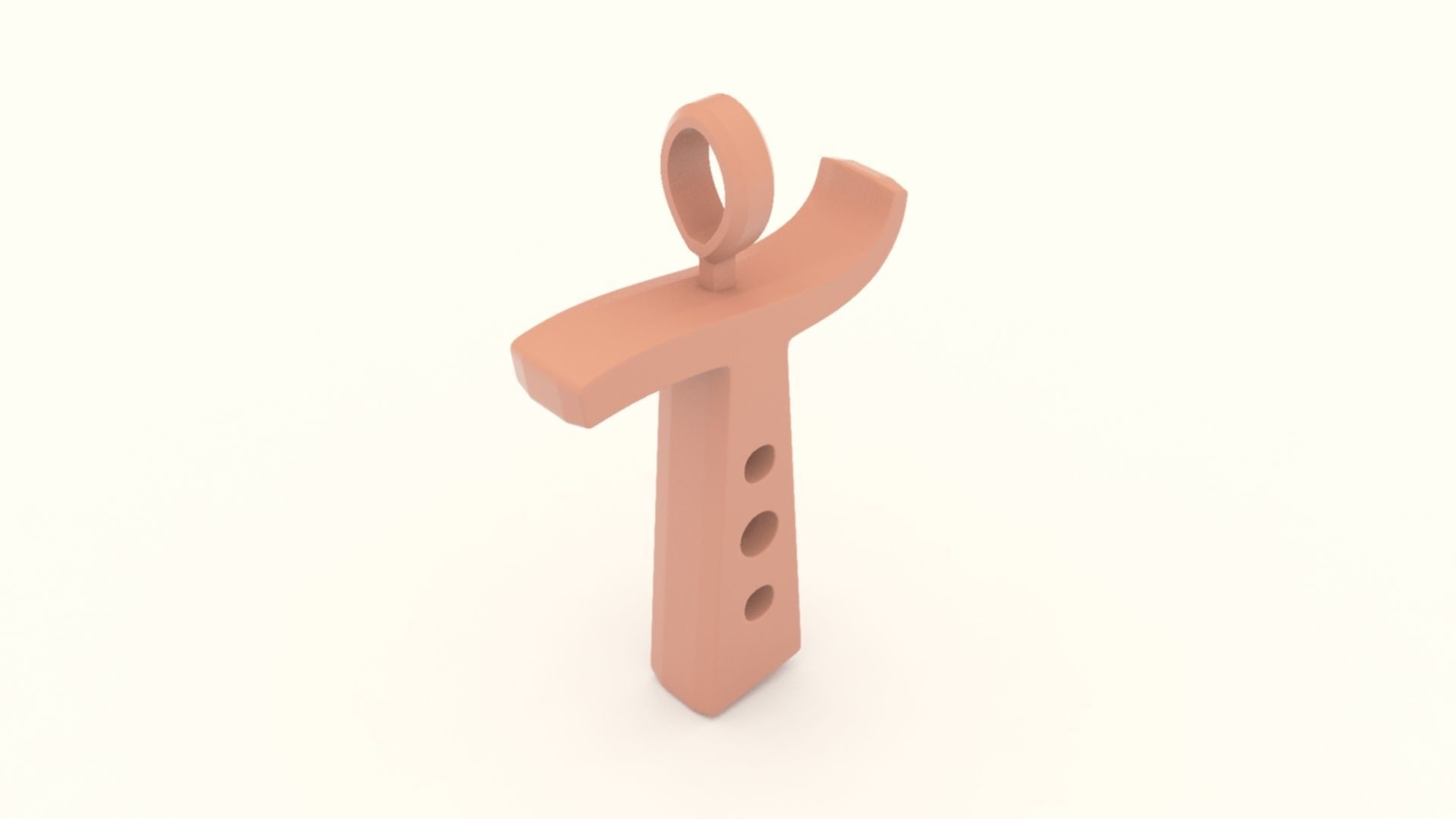 T Letter Pendant Gold 3D print model_6