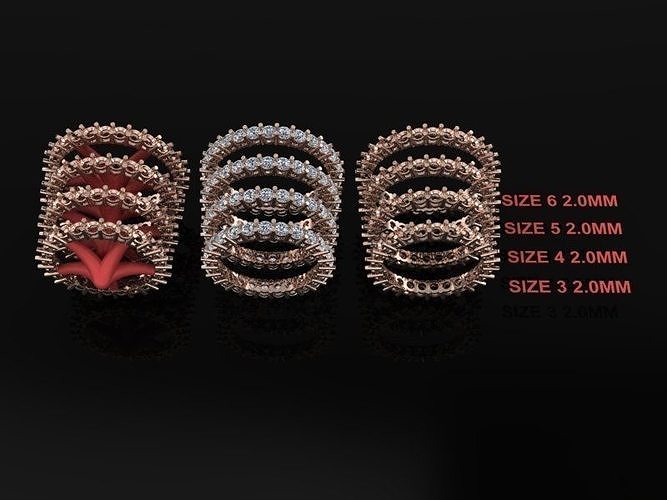 Dainty Infinity Diamond band 2mm Mix Size 3 4 5 6 3D print model