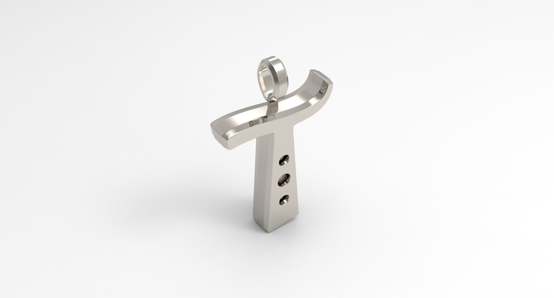 T Letter Pendant Platinum 3D print model_2