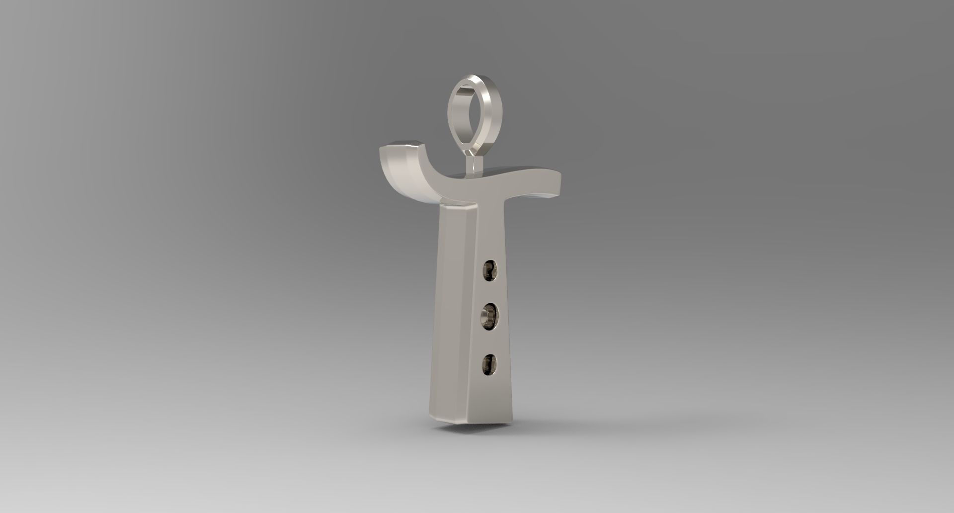 T Letter Pendant Platinum 3D print model_3