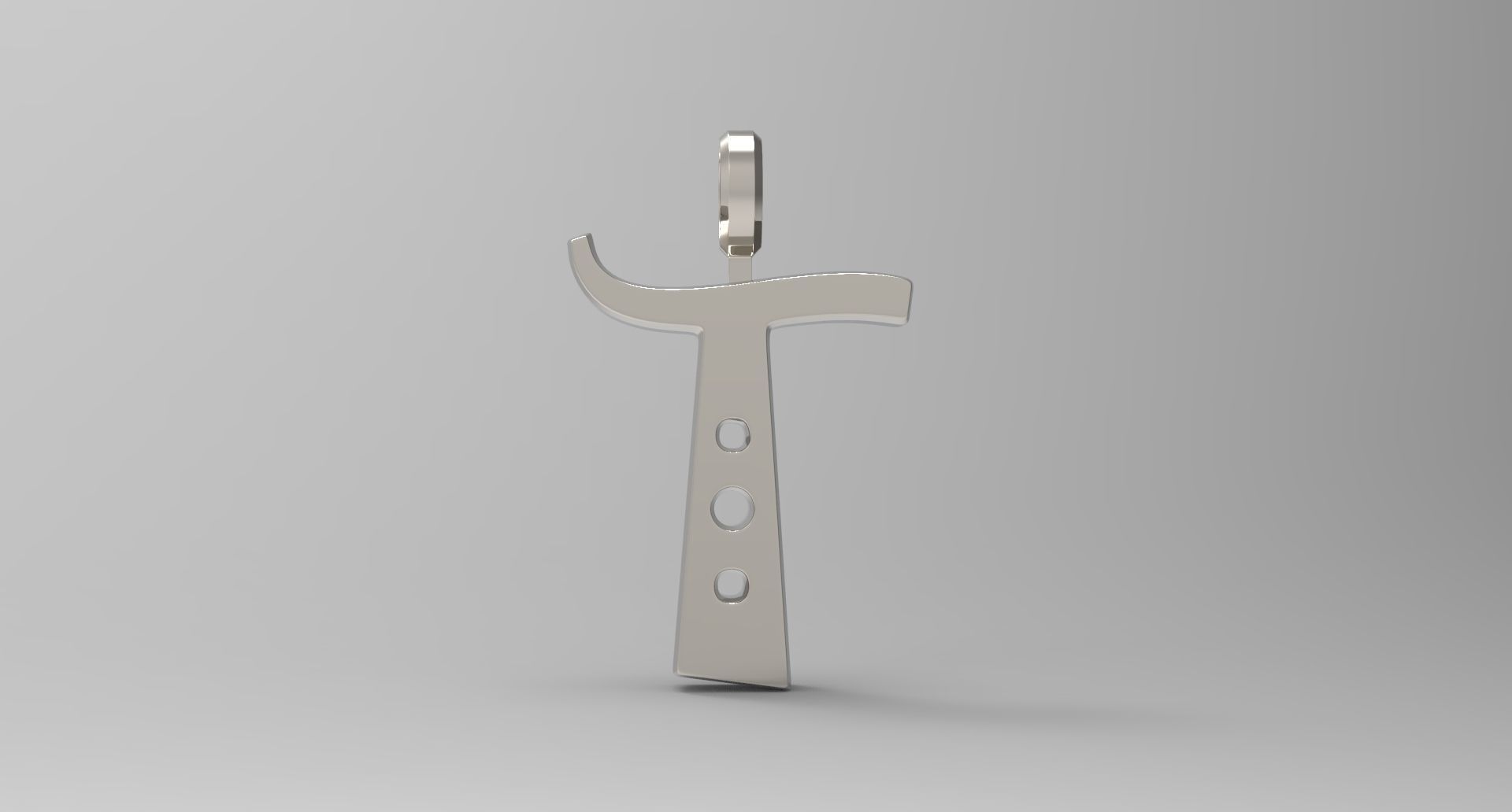 T Letter Pendant Platinum 3D print model_1