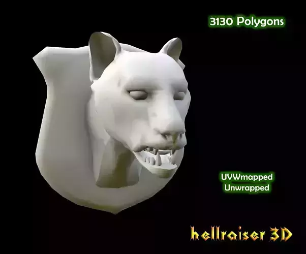 Cougar Head Low-poly 3D model