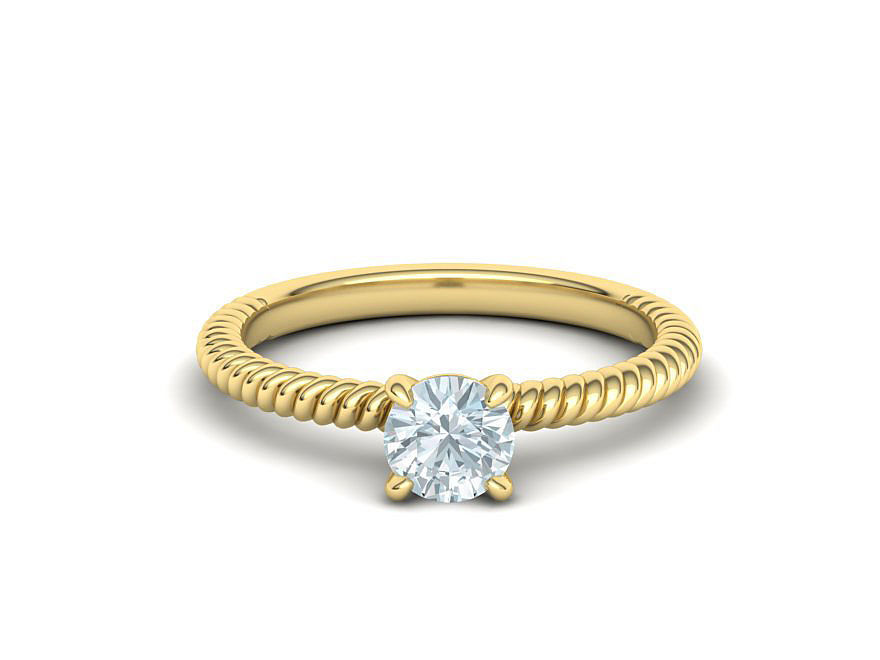 Rope design Solitaire ring Half Carat Round Stone 3dmodel  3D print model_19