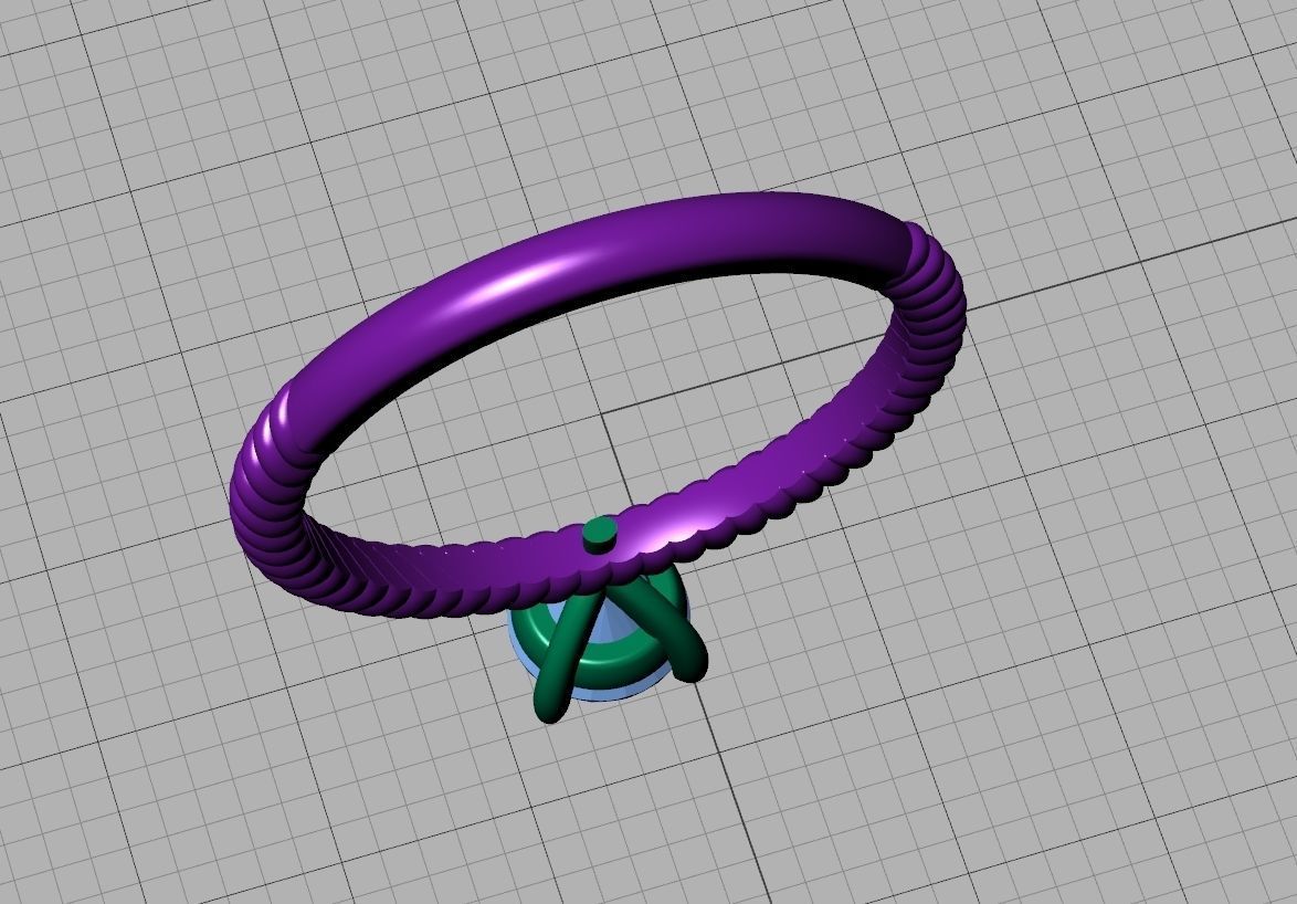 Rope design Solitaire ring Half Carat Round Stone 3dmodel  3D print model_9