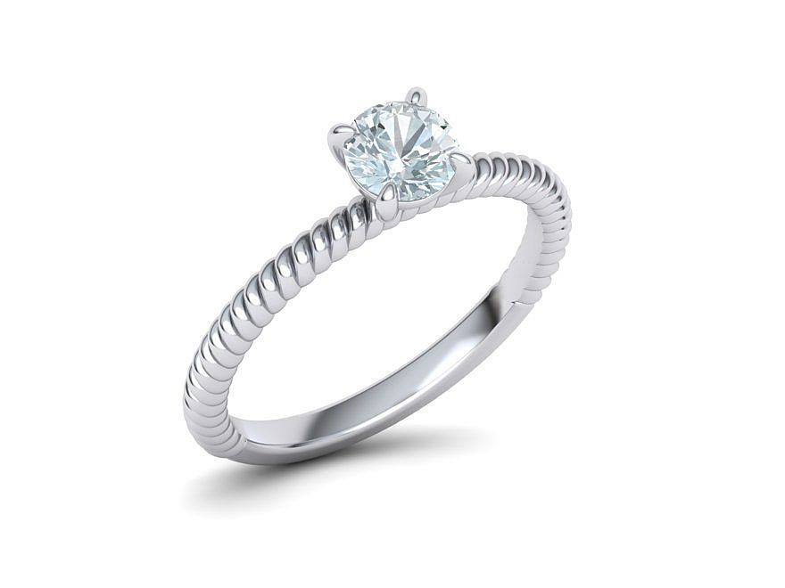 Rope design Solitaire ring Half Carat Round Stone 3dmodel  3D print model_11