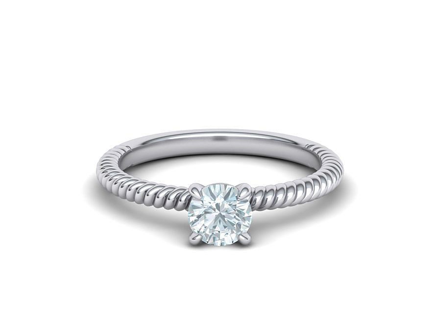 Rope design Solitaire ring Half Carat Round Stone 3dmodel  3D print model_17