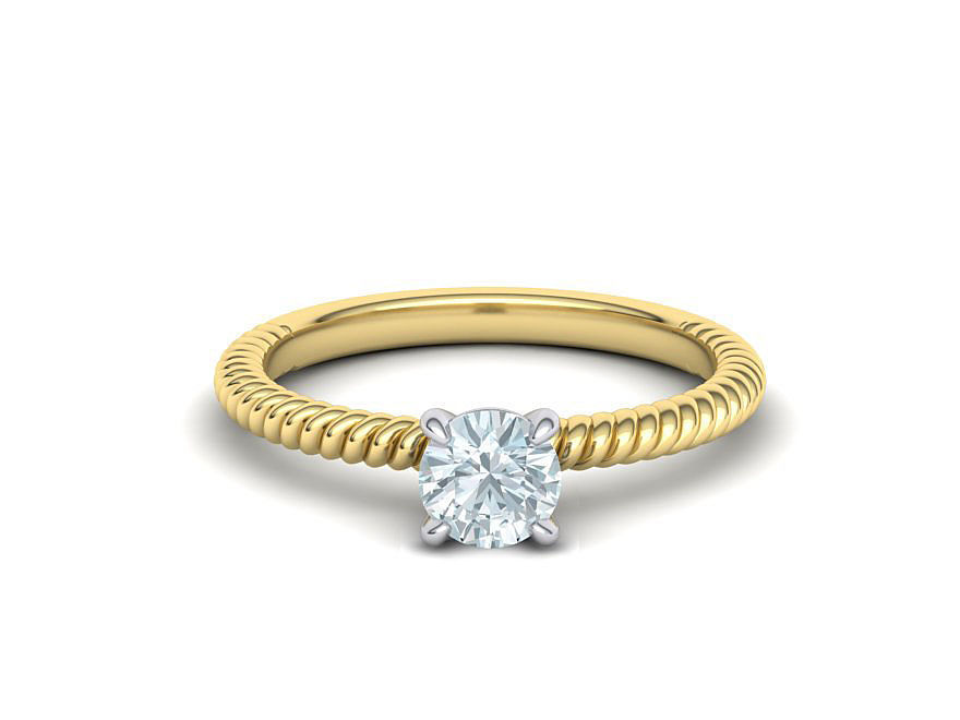 Rope design Solitaire ring Half Carat Round Stone 3dmodel  3D print model_20