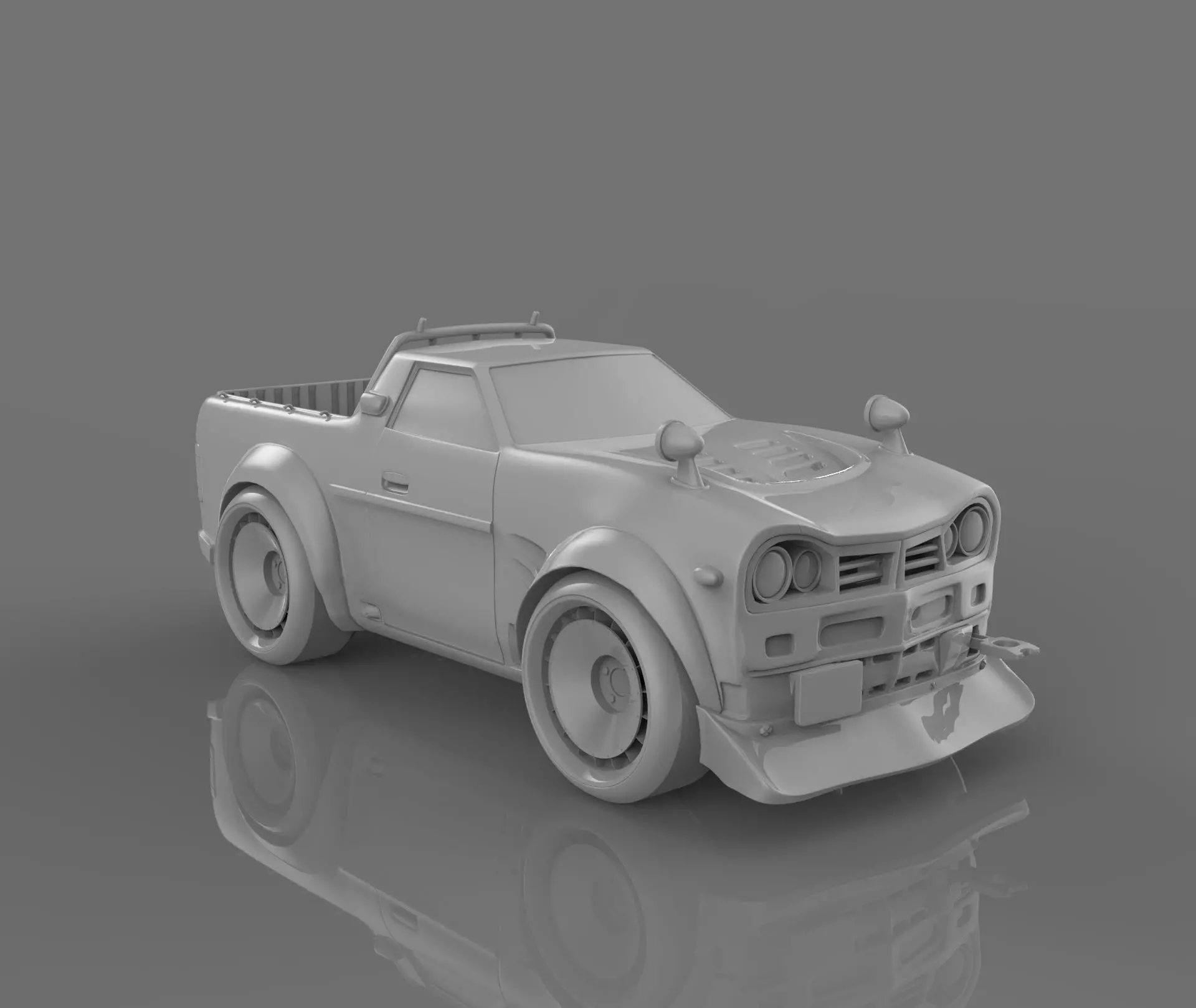 Cartoon vehicle 3D print model